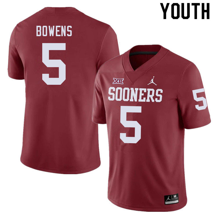 Youth #5 Micah Bowens Oklahoma Sooners College Football Jerseys Sale-Crimson